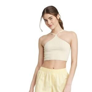 Colsie Off-White Ribbed Seamless Square Back Halter Brami Womens Size L NWT